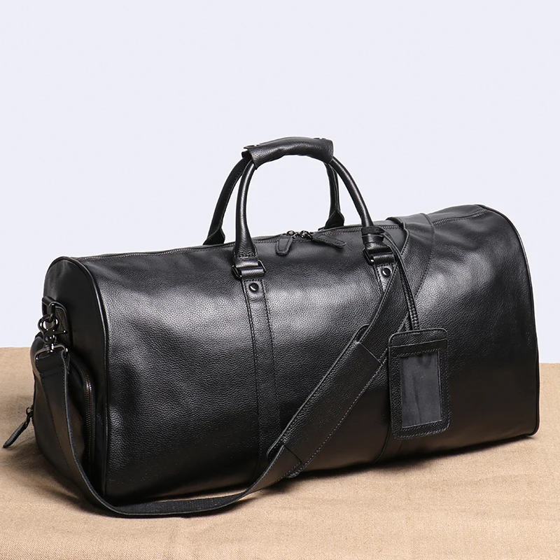 Мужская дорожная сумка из натуральной кожи, сумка для багажа, Женская спортивная сумка для выходных, Большая вместительная сумка через плечо LEATHFOCUS