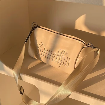 Женская сумка-ведро с готическими буквами, дизайнерские однотонные сумки-мессенджеры для крутых девушек, Женский кошелек-цилиндр, маленькие сумочки  5