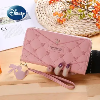 Новый кошелек Disney Mickey 2022, Модный Длинный женский клатч с милым рисунком из мультфильма, Женский кошелек для монет большой емкости с несколькими отделениями для карт  5