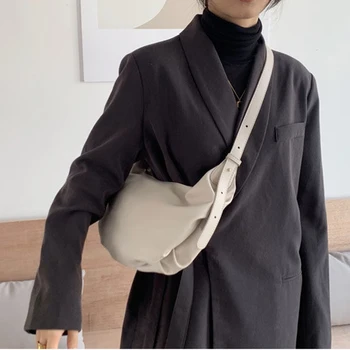 Модная Плиссированная сумка через плечо для Женщин, Мягкая Сумка через плечо из Искусственной Кожи, Дизайнерская сумка для Клецек, Модная сумка-Тоут, Облачная сумка-Хобо, Bolsas  5