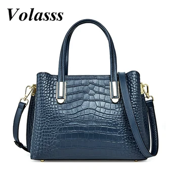 Volasss Женская сумка через плечо из натуральной кожи Крокодила, сумки для женщин, Роскошная дизайнерская сумка, Новая женская сумка высокого качества  4