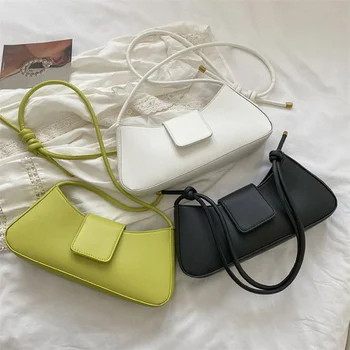 Женская простая Маленькая сумка из искусственной кожи подмышками, модная сумка через плечо, сумочка  5