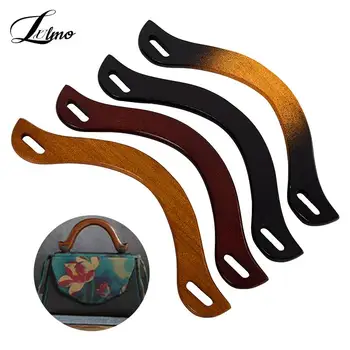 V-образная деревянная ручка для сумки, металлическое кольцо, Замена ручек для сумок, кошелек 