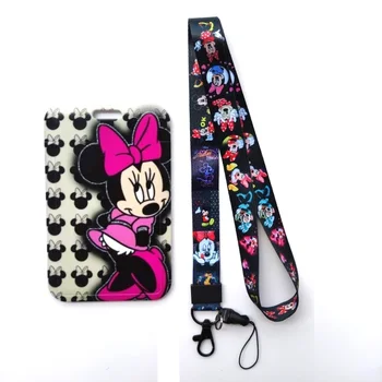 Disney Микки и Минни Модный Стиль, Выдвижная крышка, держатель для удостоверения личности, бейдж, карточка с ремешком для детей  3