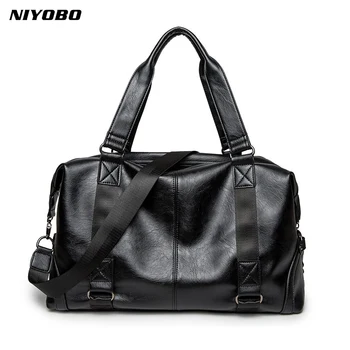 2018 новая мужская черная дорожная сумка из искусственной кожи большой емкости, высококачественная мужская сумка на плечо, женская сумка на ночь  5