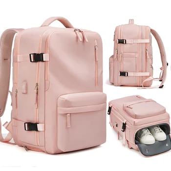 Большой женский рюкзак для путешествий, многофункциональный 16-дюймовый ноутбук с возможностью расширения, зарядка через USB, Водонепроницаемый Легкий рюкзак с сумкой для обуви  5