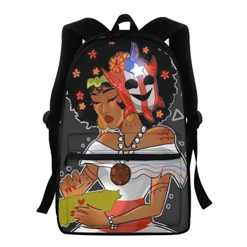 FORUDESIGNS Пуэрториканские Рюкзаки культурного искусства Для девочек Легкие Удобные школьные сумки Опрятный рюкзак Большой емкости  5