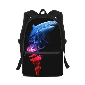 мужской Женский рюкзак с изображением акулы и животных, 3D принт, Модная Студенческая школьная сумка, рюкзак для ноутбука, Детская дорожная сумка на плечо  5