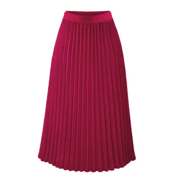 Шифоновая юбка средней длины, Плиссированная юбка, Эластичная юбка с высокой талией, Тонкая Свободная юбка, Элегантные платья для женщин платье женское vestido  5