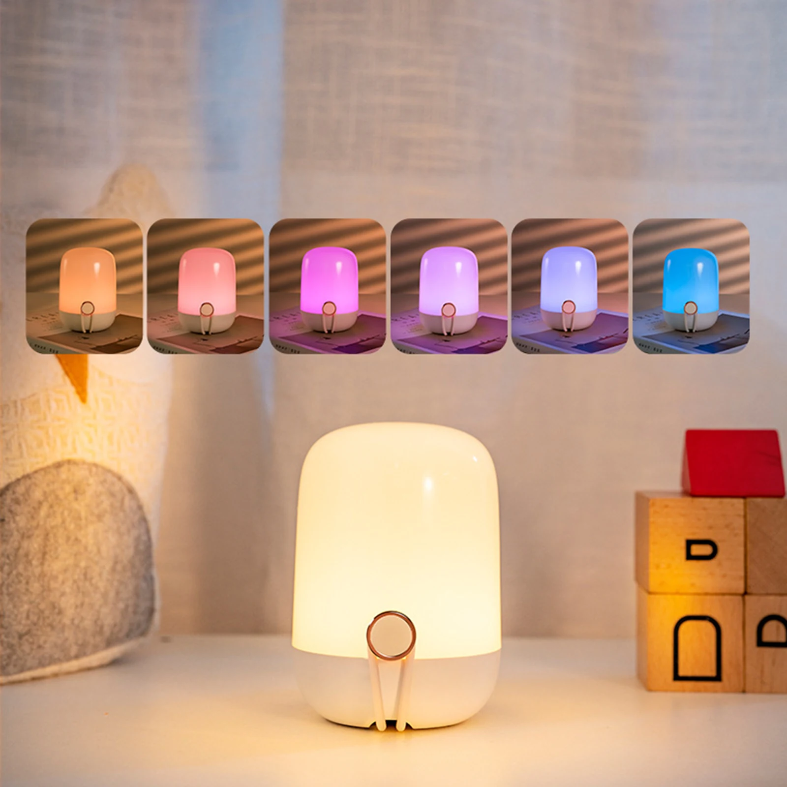 USB Перезаряжаемый светодиодный ночник с красочным освещением, теплый белый RGB ночник с регулируемой яркостью, Портативный подвесной фонарь для гостиной