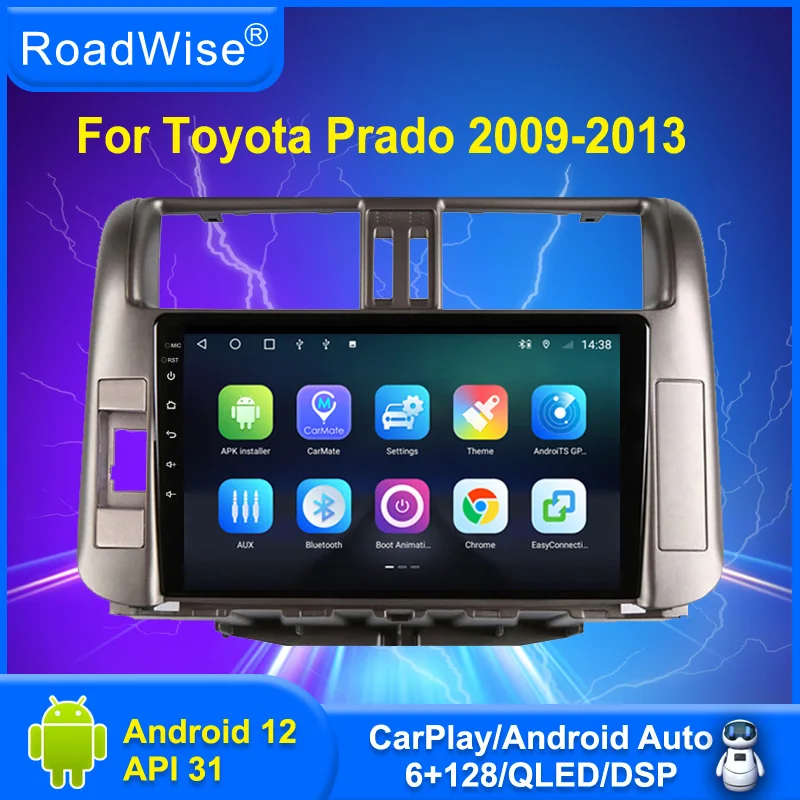 8 + 256 Android 12 Автомобильный радиоприемник мультимедиа Carplay для Toyota Prado 150 2009 2010 2011 2012 2013 4G WIFI Navi GPS DVD 2 Din авторадио