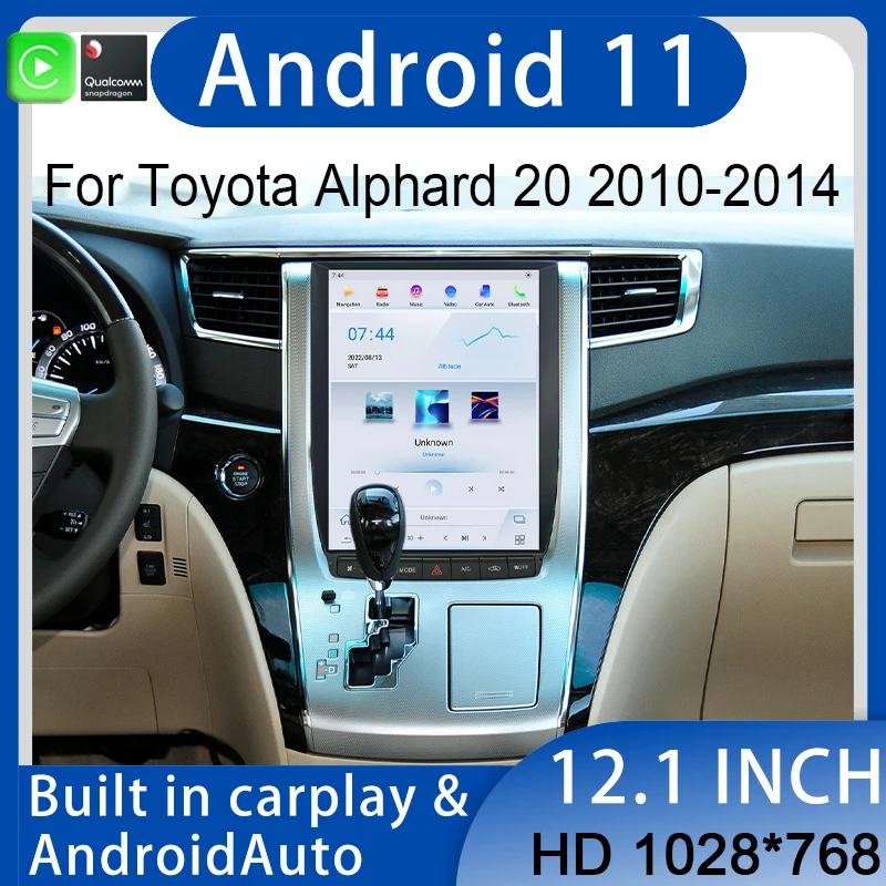 12,1 дюймов Android 11 Для Toyota ALPHARD 20 2008-2014 Автомобильный Мультимедийный Плеер GPS Навигация Carplay Радио Экран Головного устройства 4G WIFI