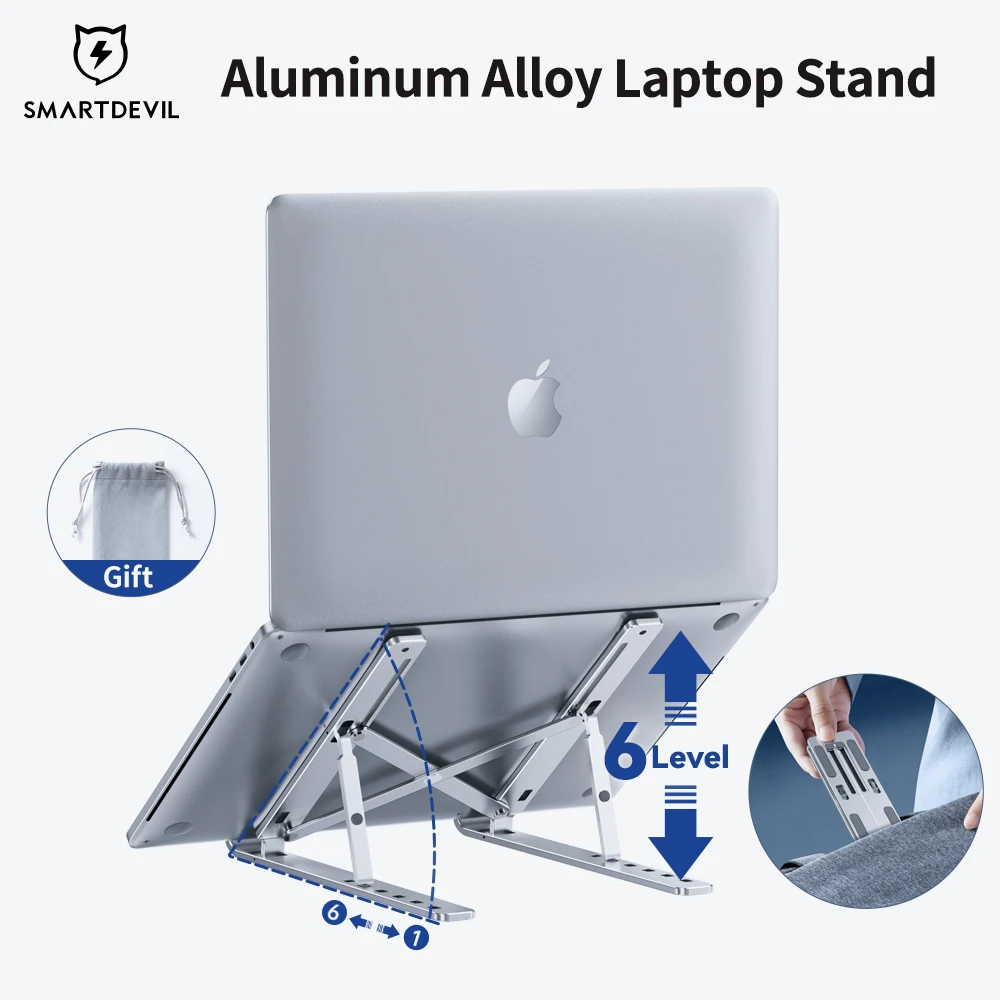 Подставка для ноутбука SmartDevil Из алюминиевого сплава, Регулируемый Компьютерный кронштейн для стола, Мини Складной Портативный держатель для поддержки Macbook