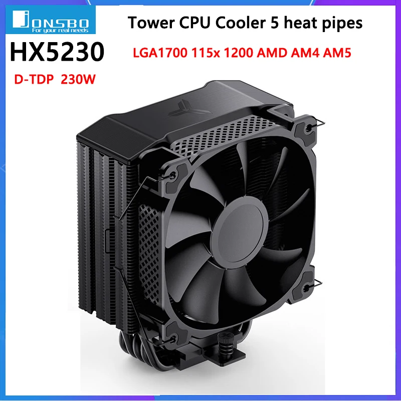 JONSBO HX5230 Tower CPU Cooler 5 тепловых трубок Воздушный Охладитель Радиатор 120 мм PWM Вентилятор Охлаждения Для Intel LGA1700 115x 1200 AMD AM4 AM5