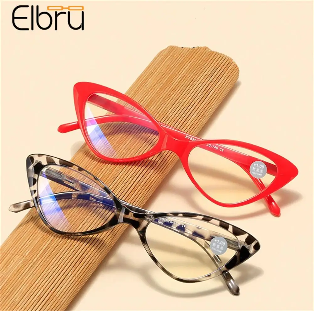 Elbru +1+1.5+2+2.5...+4 Очки для чтения с Кошачьим Глазом, Женские Очки Для Чтения с Синим Светом, Унисекс, Очки Для Защиты зрения