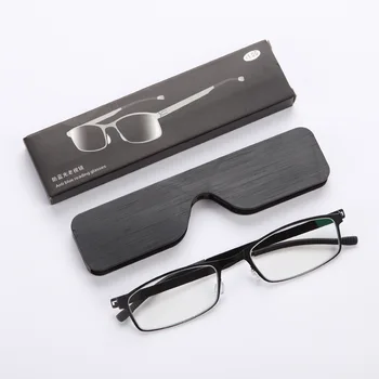 Ультратонкие портативные очки для чтения с защитой от синего цвета, ультралегкие очки из нержавеющей стали, компактные с футляром для очков 1,0-4,0  5