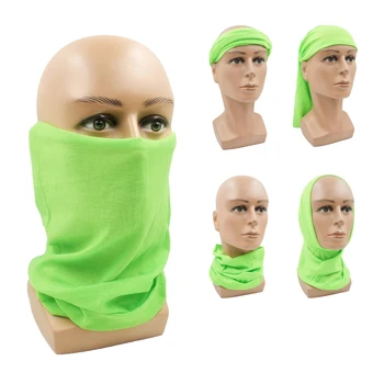 Бесшовная однотонная повязка на голову для Пеших Прогулок, Велосипедный шарф, Головной убор, Неоново-зеленая Дышащая Бандана, быстросохнущая Спортивная маска для лица DC024  5