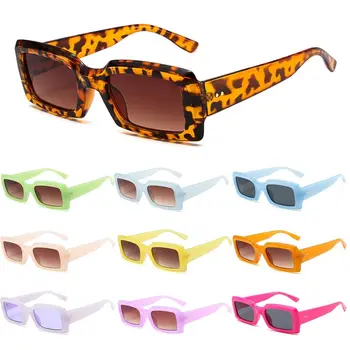 Ins Популярные солнцезащитные очки в прямоугольной оправе ярких цветов, мужские модные винтажные маленькие Женские солнцезащитные очки, оттенки UV400, очки  5