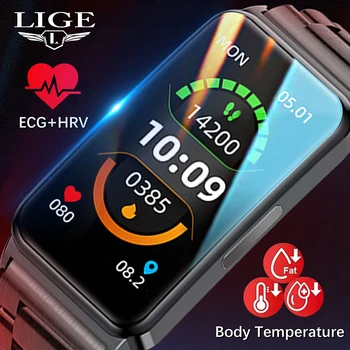 LIGE Новые Смарт-часы для измерения уровня глюкозы в крови Для Мужчин, Температуры тела, ЭКГ, ВСР, мониторинга состояния здоровья, Спортивный Смарт-браслет, Водонепроницаемые Мужские Умные Часы  10
