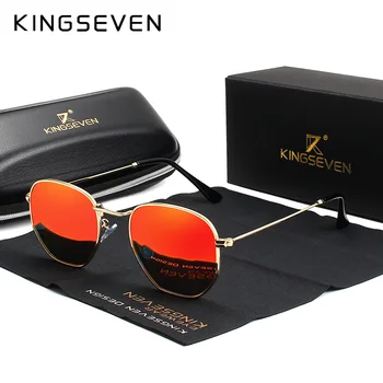 KINGSEVEN 2022 Классические Светоотражающие Солнцезащитные Очки Мужские Шестиугольные Ретро Солнцезащитные очки Из Нержавеющей Стали Oculos Gafas De Sol Оттенки  5
