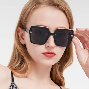 Новые Солнцезащитные очки H Женские Солнцезащитные очки Мужские Очки Box Street Shoot Show ins Fashion Корейская мода Sunclass  10