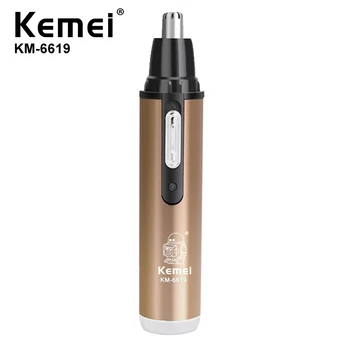KEMEI Мини перезаряжаемый электрический триммер для волос в носу, персональный очищающий уход, портативное средство для чистки волос в носу KM-6619 цвета шампанского  10