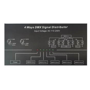 DMX512 Усилитель-Разветвитель DMX512 Повторитель сигнала 1CH DMX121 4CH 4 Выходных порта DMX124 Распределитель сигнала, AC100V-240V  5