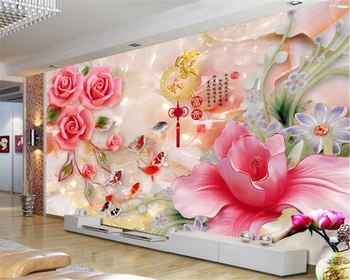 Beibehang Пользовательские 3D обои любого размера домашняя и богатая нефритовая резьба магнолия роза украшение дома настенные обои для стен 3 d  10