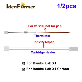IdeaFormer 1/2 шт. Термистор и Керамическая Нагревательная Пластина Для Bambu Lab X1/X1-Carbon/P1P 3D Принтер Hotend Нагревательный Картридж 24 В 80 Вт  10