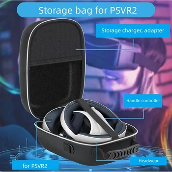 для очков PSVR2, сумка для хранения через плечо, жесткий чехол EVA Большой емкости для PS5 VR2, портативный Многофункциональный Черный  10