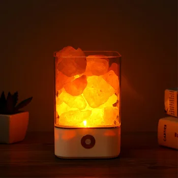 USB Crystal Light Лампа из натуральной гималайской Соли Светодиодная лампа Очиститель Воздуха Создатель Настроения Настольная лампа с теплым Светом В помещении Лавовая лампа для Спальни  5