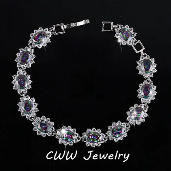 Бренд CWWZircons, Роскошный дизайн, Цветные браслеты из Австрийского хрусталя с большим цветком, женские браслеты, лучшие для женщин, подарки на День рождения CB137  5