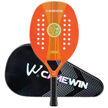 Профессиональная Ракетка для пляжного тенниса, весло для пляжного тенниса с зернистой поверхностью из углеродного волокна и сердцевиной из пены с эффектом памяти с Сумкой для переноски  4