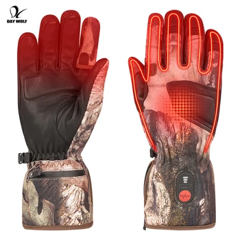 Охотничьи перчатки DAYWOLF с подогревом, Перезаряжаемые камуфляжные мотоциклетные ветрозащитные перчатки для стрельбы S32A, водонепроницаемые  4