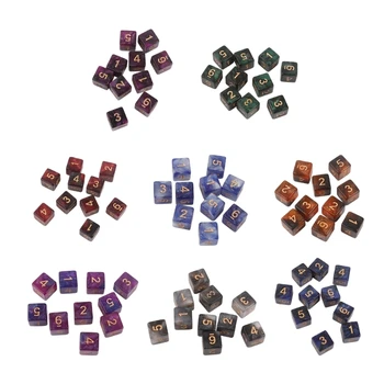 10шт 6-Сторонние Кубики DIY Обучающие Кубики С Перламутровой Гравировкой Акриловые Кубики 15 мм D6 Кубики Вечерние Семейные Настольные Игровые Кубики  5