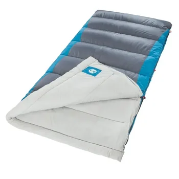 Фантастический большой и высокий осенний спальный мешок серого и темно-синего цвета: идеально подходит для кемпинга и приключений на свежем воздухе.  4