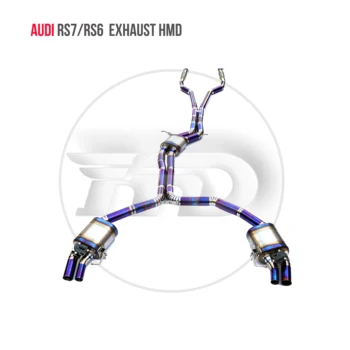 Производительность выхлопной системы из титанового сплава HMD Catback для Audi RS6 RS7 Автоматическая модификация Электронного клапана Глушителя  4