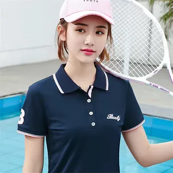 Корейская женская футболка для гольфа с коротким рукавом, Летняя модная рубашка поло для гольфа с вышивкой, Свободные спортивные женские футболки для гольфа, теннисные топы  5