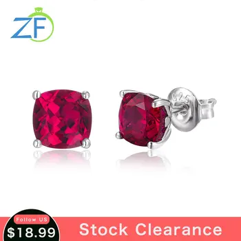 GZ ZONGFZ подлинные серьги из стерлингового серебра 925 пробы для женщин, созданные рубиновые квадратные маленькие серьги-гвоздики, изысканные ювелирные изделия  5