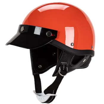Японский мото-шлем из стекловолокна M45, чехол из бычьей кожи, шлем на половину лица, мотоциклетный шлем ручной работы  5