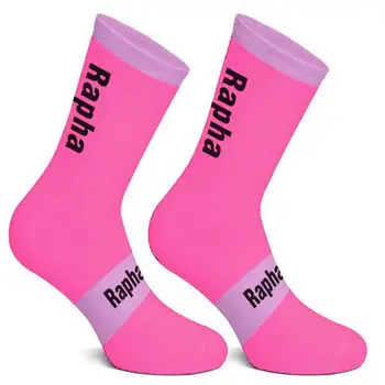 2021 Новые Велосипедные носки Rapha в 4 цветную полоску для мужчин и женщин, износостойкие Компрессионные носки для шоссейного велосипеда, Розовый  5