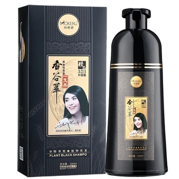 Mokeru 500 мл Имбирно-черный Шампунь-краска для волос, Профессиональный Шампунь для окрашивания натуральных черных волос, покрывающий Седые волосы  5