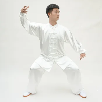 Костюмы УШИНЕ Тайцзи Традиционная китайская одежда Униформа Тайцзи С Длинным рукавом Из искусственного Шелка Костюм для боевых искусств Кунг-фу  5