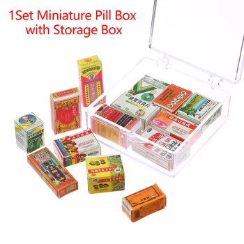 1 комплект 1: 12 Кукольный домик Миниатюрная коробка для таблеток, лекарство с коробкой для хранения, Модель Игрушки для домашнего декора, Аксессуары для кукольного дома  0
