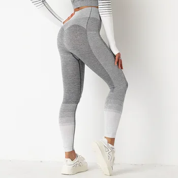 Женские бесшовные трикотажные Сексуальные полосатые влагоотводящие штаны для йоги, спортивные штаны для бега и фитнеса  5