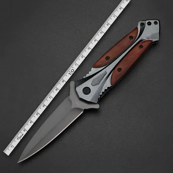Складной нож с деревянной ручкой, карманный нож для улицы, походный EDC, охотничий нож, многофункциональный нож высокой твердости  5