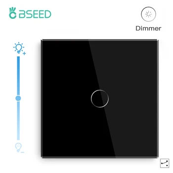 BSEED Переключатели регулировки яркости сенсорного экрана 1 gang 2Way Белый Черный светодиодный сенсорный датчик с регулируемой яркостью, Синяя подсветка, стеклянная панель 10A  4