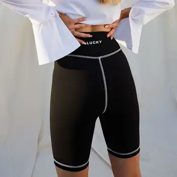 Женские брюки 2022, Новые Спортивные байкерские шорты контрастного цвета с поясом, Повседневные леггинсы средней длины, Шорты для йоги, бега  5