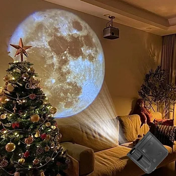 Проекционная лампа планеты С 16 световыми листами Луна Солнце Земля Проектор света Атмосферная Фоновая лампа Реквизит для фотосессии Декор для вечеринки  5