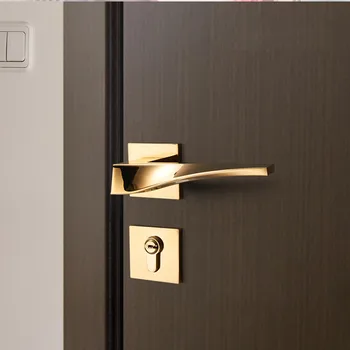 Современная блестящая золотая межкомнатная дверная ручка, дверной замок, дверные фурнитурные ручки для межкомнатных дверей  5